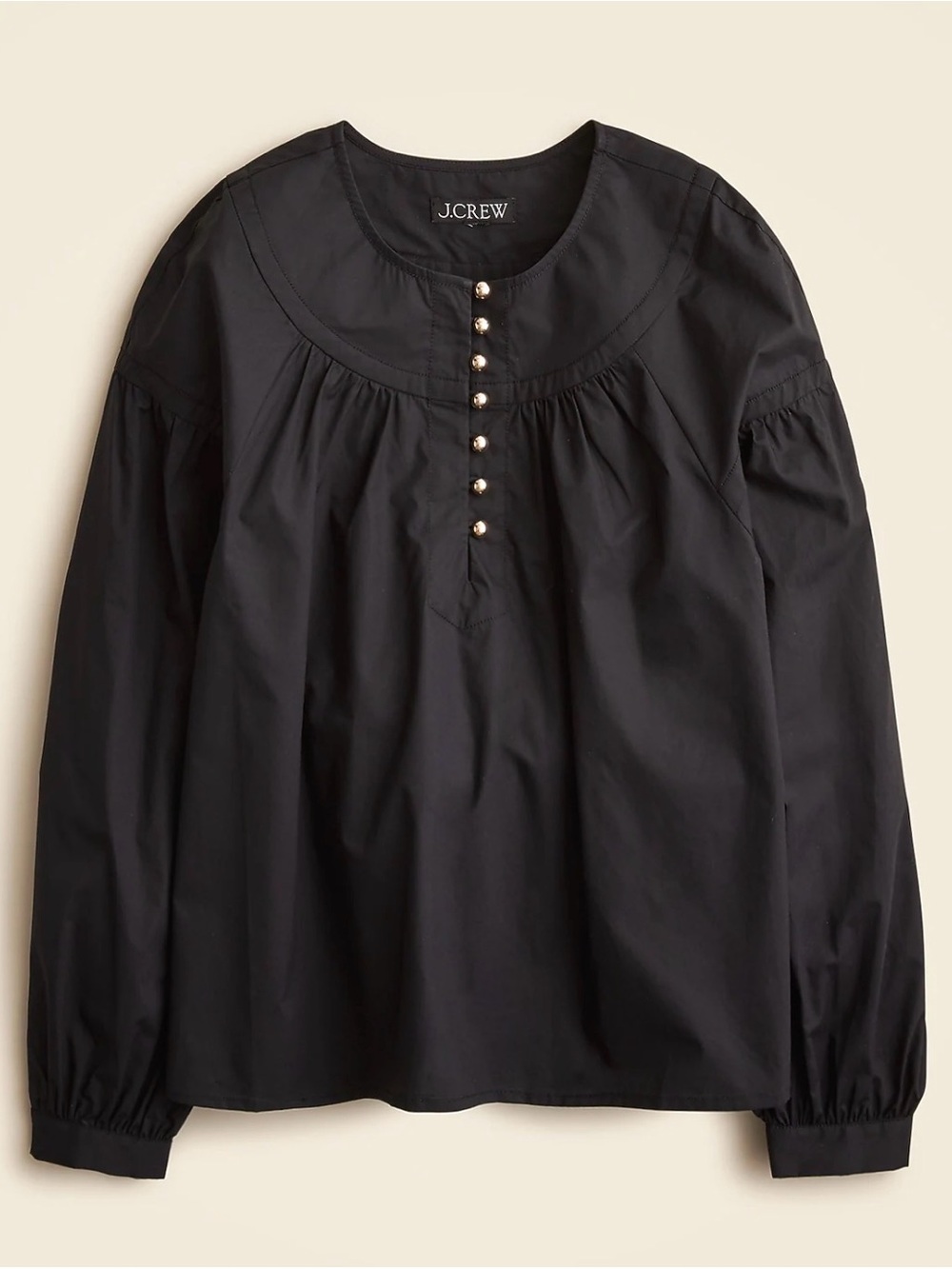 J.Crew Shirred popover top in cotton poplin M